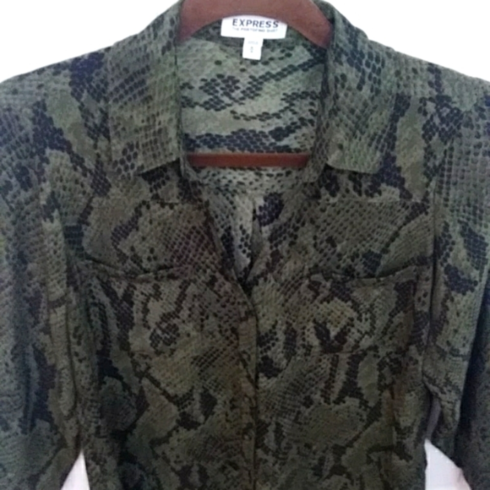 Express snakeskin button up blouse